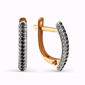 Золотые серьги Karatov Т142024661 с фианитом и ювелирным кристаллом Т142024661 фото