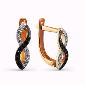 Золотые серьги Karatov Т142024665 с фианитом и ювелирным кристаллом Т142024665 фото