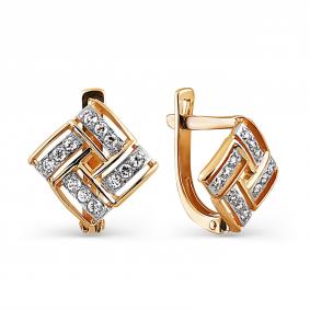 Золотые серьги Karatov Т142024681 с фианитом Т142024681 фото