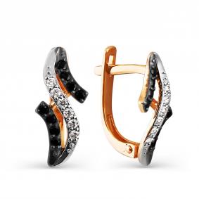 Золотые серьги Karatov Т142024761 с фианитом и ювелирным кристаллом Т142024761 фото