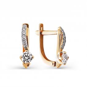 Золотые серьги Karatov Т142024838 с фианитом Т142024838 фото