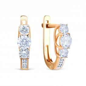 Золотые серьги Karatov Т142025319 с фианитом Т142025319 фото