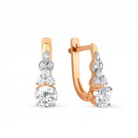 Золотые серьги Karatov Т142025906 с фианитом Т142025906 фото