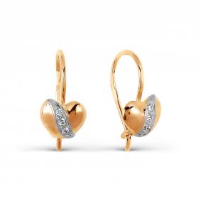 Золотые серьги Karatov Т142027308 с фианитом Т142027308 фото