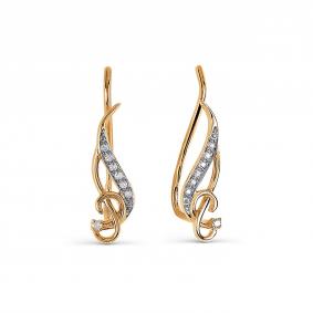 Золотые серьги Karatov Т142027323 с фианитом Т142027323 фото