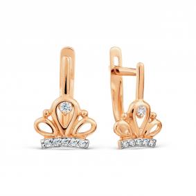 Золотые серьги Karatov Т142028337 с фианитом Т142028337 фото