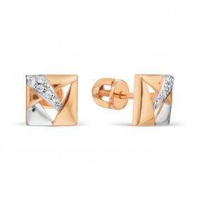 Золотые серьги Karatov Т142029086 с фианитом Т142029086 фото
