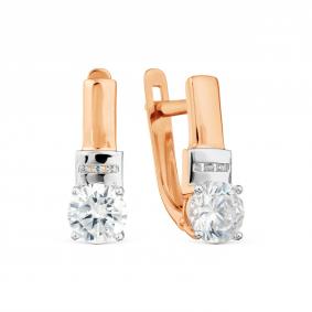 Золотые серьги Karatov Т142029357 с фианитом Т142029357 фото