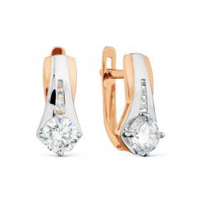 Золотые серьги Karatov Т142029359 с фианитом Т142029359 фото