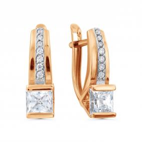 Золотые серьги Karatov Т142029739 с фианитом Т142029739 фото