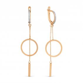 Золотые серьги Karatov Т142029968 с фианитом Т142029968 фото