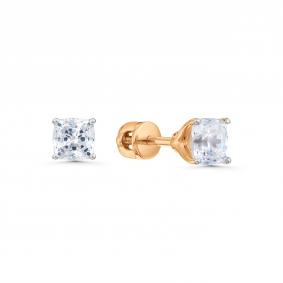 Золотые серьги Karatov Т14202Б092 с фианитом Т14202Б092 фото