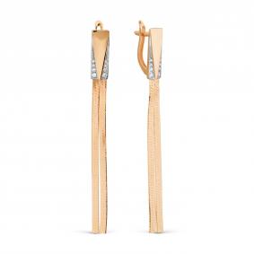 Золотые серьги Karatov Т14202Б630 с фианитом Т14202Б630 фото