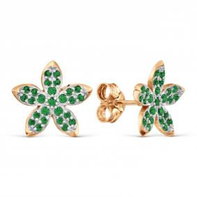 Золотые серьги Karatov Т14202Б929-02 с фианитом Т14202Б929-02 фото