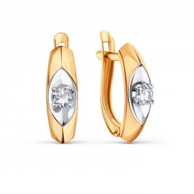 Золотые серьги Karatov Т14202В252 с фианитом Т14202В252 фото