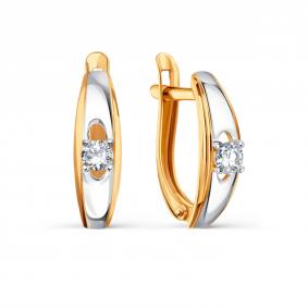 Золотые серьги Karatov Т14202В253 с фианитом Т14202В253 фото