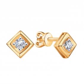 Золотые серьги Karatov Т14202В289 с фианитом Т14202В289 фото