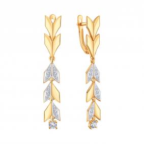 Золотые серьги Karatov Т14202В380 с фианитом Т14202В380 фото