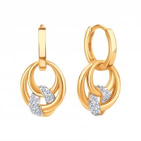 Золотые серьги Karatov Т14202В423 с фианитом Т14202В423 фото