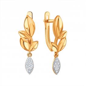 Золотые серьги Karatov Т14202В653 с фианитом Т14202В653 фото