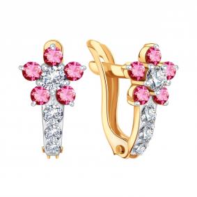 Золотые серьги Karatov Т14202В681-01 с фианитом Т14202В681-01 фото