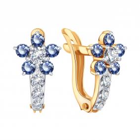 Золотые серьги Karatov Т14202В681-02 с фианитом Т14202В681-02 фото