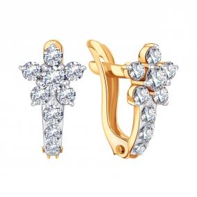 Золотые серьги Karatov Т14202В681 с фианитом Т14202В681 фото