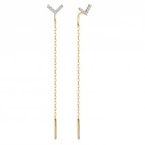 Золотые серьги Karatov Т14202В839 с фианитом Т14202В839 фото