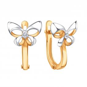 Золотые серьги Karatov Т14202В840 с фианитом Т14202В840 фото