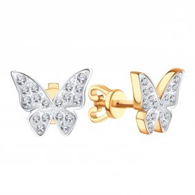 Золотые серьги Karatov Т14202В844 с фианитом Т14202В844 фото