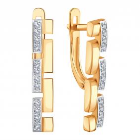 Золотые серьги Karatov Т14202Г240 с фианитом Т14202Г240 фото