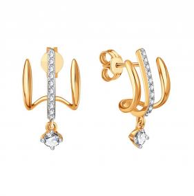 Золотые серьги Karatov Т14202Г374 с фианитом Т14202Г374 фото