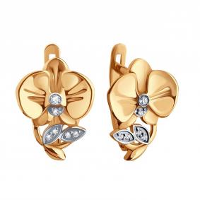 Золотые серьги Karatov Т14202Г614 с фианитом Т14202Г614 фото
