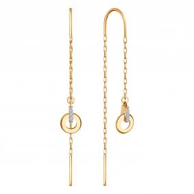 Золотые серьги Karatov Т14202Г682 с фианитом Т14202Г682 фото