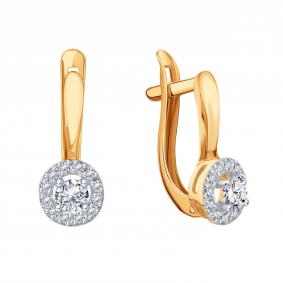 Золотые серьги Karatov Т14202Е011 с фианитом Т14202Е011 фото