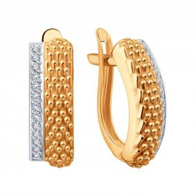 Золотые серьги Karatov Т14202Е084 с фианитом Т14202Е084 фото