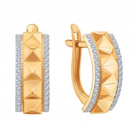 Золотые серьги Karatov Т14202Е134 с фианитом Т14202Е134 фото