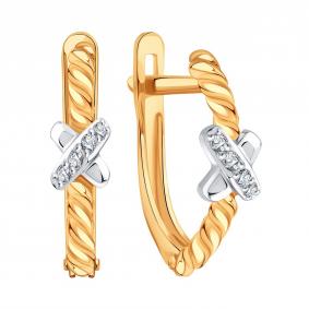 Золотые серьги Karatov Т14202Е140 с фианитом Т14202Е140 фото