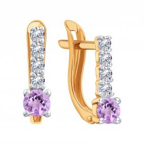 Золотые серьги Karatov Т14202Е359 с фианитом Т14202Е359 фото