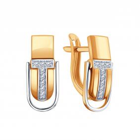 Золотые серьги Karatov Т14202Е378 с фианитом Т14202Е378 фото