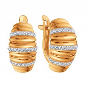 Золотые серьги Karatov Т14202Е380 с фианитом Т14202Е380 фото