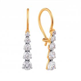 Золотые серьги Karatov Т14202Е441 с фианитом Т14202Е441 фото