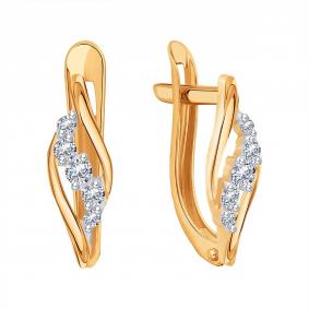 Золотые серьги Karatov Т14202Е484 с фианитом Т14202Е484 фото