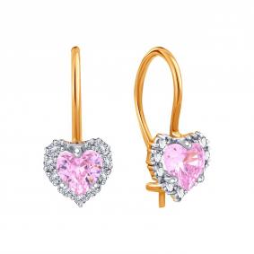 Золотые серьги Karatov Т14202Е514 с фианитом Т14202Е514 фото