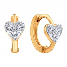 Золотые серьги Karatov Т14202Е521 с фианитом Т14202Е521 фото