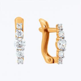 Золотые серьги Karatov Т14202Е522 с фианитом Т14202Е522 фото