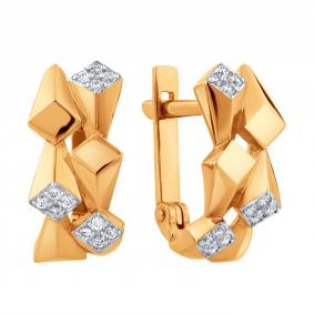 Золотые серьги Karatov Т14202Е680 с фианитом Т14202Е680 фото