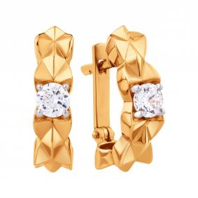 Золотые серьги Karatov Т14202Е681 с фианитом Т14202Е681 фото