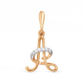 Золотая подвеска-буква А Karatov с фианитом Т142033488 Т142033488 фото