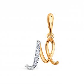 Золотая подвеска-буква М Karatov с фианитом Т142033499 Т142033499 фото